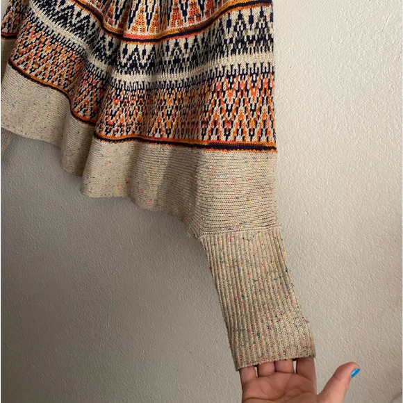 Michelle Nicole Nordic Wool Blend Tribal Sweater Poncho Boho Southwest M - Picture 6 of 12
